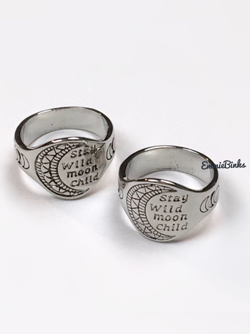 💥3/$28 New Stay Wild Moon Child Bohemian Vintage Style Moon Phase Signet Ring - Picture 10 of 16